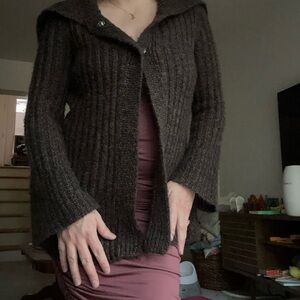 Debbie Morgan Chocolate Ribbed Cardigan
